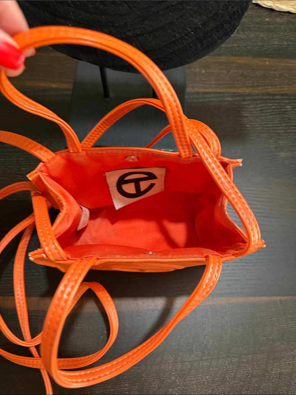Telfar Orange Mini Shopping Bag with Embossed Logo - Picture 6 of 11